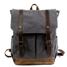 2019 New Models Wholesale Luxury Vintage Waterproof Men Canvas Leather Business Backpack